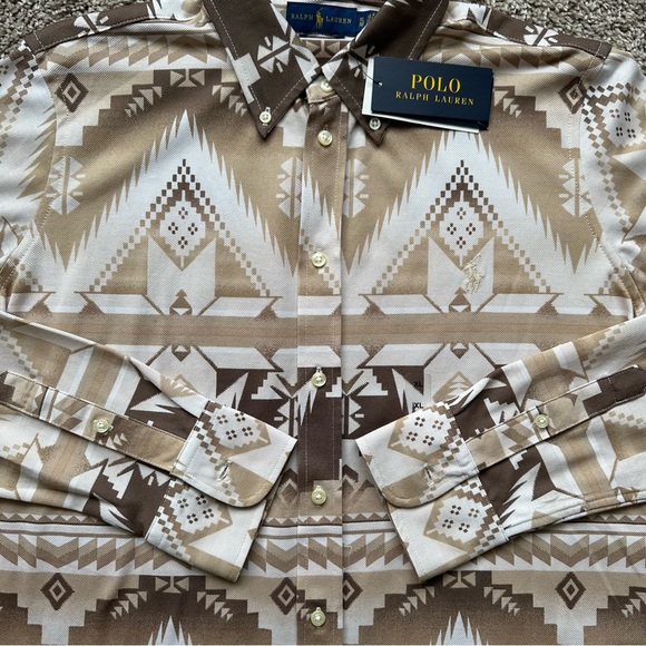 KNIT OXFORD TAUPE WOMENS SIZE XL WESTERN TRIBAL BUTTON UP DOWN LONG SLEEVE BROWN - Picture 5 of 6